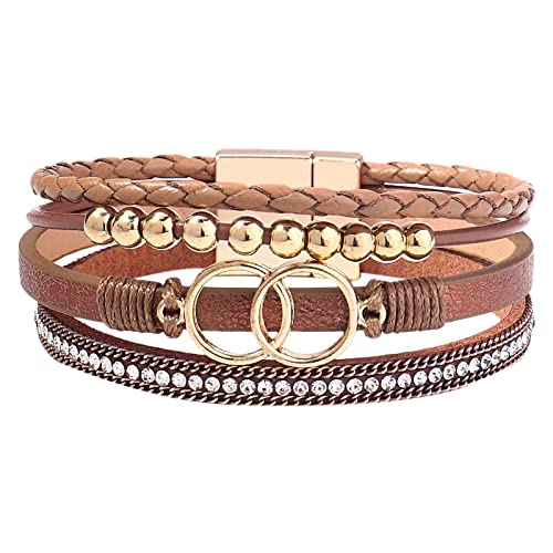 Gliederarmband Gewebtes Armband böhmisches mehrschichtiges Armband Lederarmbänder für Frauen Männer Weihnachten Geburtstagsgeschenk Farbe Seil gewebtes Liebe hohle Lederarmbänder von Fycakly