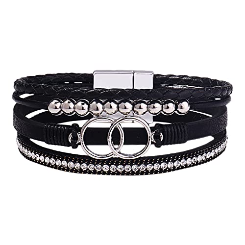 Gliederarmband Gewebtes Armband böhmisches mehrschichtiges Armband Lederarmbänder für Frauen Männer Weihnachten Geburtstagsgeschenk Farbe Seil gewebtes Liebe hohle Lederarmbänder von Fycakly
