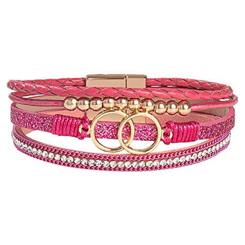 Gliederarmband Gewebtes Armband böhmisches mehrschichtiges Armband Lederarmbänder für Frauen Männer Weihnachten Geburtstagsgeschenk Farbe Seil gewebtes Liebe hohle Lederarmbänder von Fycakly