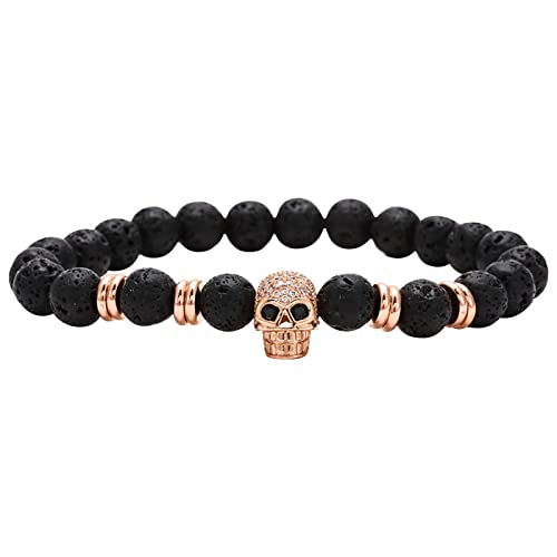 Glitzerndes Bettelarmband Armband aus vulkanischem schwarzem Zirkon, Buddha-Perlen, Armband, für Männer Frauen von Fycakly