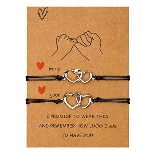 Glitzerndes Bettelarmband Kartenarmband, kreative Persönlichkeit, Größe, Liebe, Wachsdraht, gewebt, verstellbar, Freundschaftspaar-Armband, gegenseitige attraktive Beziehung, passendes Armband-Set von Fycakly