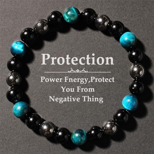 Glitzerndes Bettelarmband Stretch-Armband mit Tigerauge-Kristall für Männer und Frauen, motivierender, elastischer Perlenarmreif für den täglichen Gebrauch im lässigen Stil von Fycakly