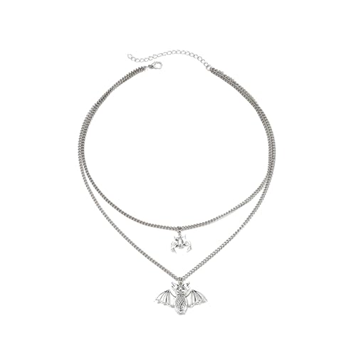 Gothic Halloween Fledermaus Tier Ohrhänger Wilde Fledermaus Mehrlagige Halskette Punk mit Fledermaus Tropfen Ohrringe Hippie Schmuck ​​Trendy Halskette Frauen​​ (White, 5x5cm) von Fycakly