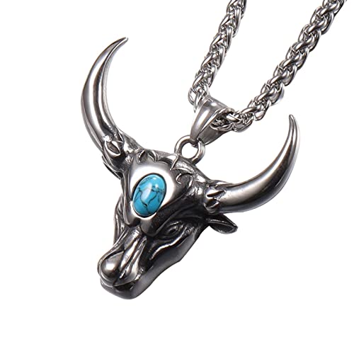 Halskette Damen Kuhkopf Anhänger Halskette für Frauen Männer Charme natürliche Stierkampf Kuh ethnischen Schmuck Geburtstagsgeschenk von Fycakly