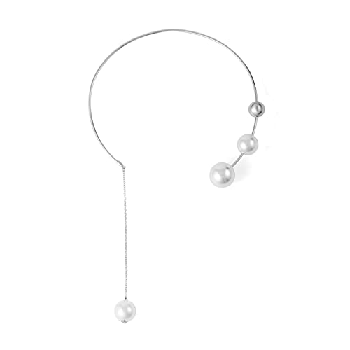 Halskette Damen Retro Perle Geometrische Creolen Einfache Mode Metall Anhänger Ohrringe Trend Schmuck Für Frauen Kleines Design Offener Kragen von Fycakly