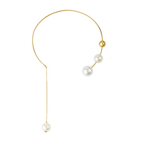 Halskette Damen Retro Perle Geometrische Creolen Einfache Mode Metall Anhänger Ohrringe Trend Schmuck Für Frauen Kleines Design Offener Kragen von Fycakly