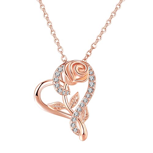 Halskette Rose Anhänger Kette für Frauen Herz Zirkonia Halsketten & Ritzel Liebe Mädchen Halsketten Halskette Rose Anhänger Kette für Frauen Herz Zirkonia Halsketten & Ritzel Liebe Mädchen Halsketten von Fycakly