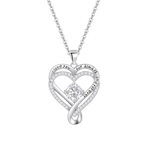 Halsketten Freundliche Kupferherz-Halskette mit Geburtsstein für Damen, Damenschmuck, Halsketten mit Anhänger, Schmuck zum Valentinstag von Fycakly