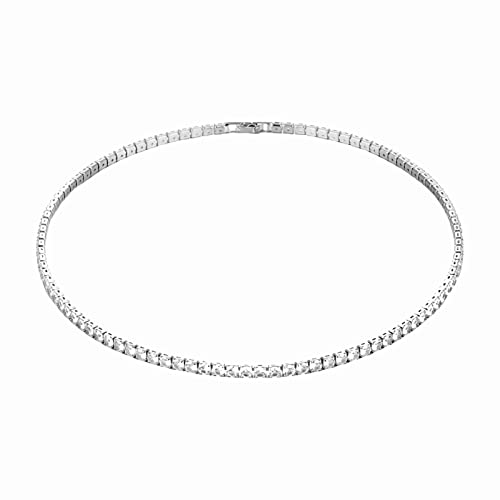 Halsketten Tennis-Halskette für Frauen, vergoldet/versilbert, mit Strass, Choker-Halsketten, Zirkonia-Schnitt, Faux-Kette, Hochzeitsschmuck für Frauen von Fycakly
