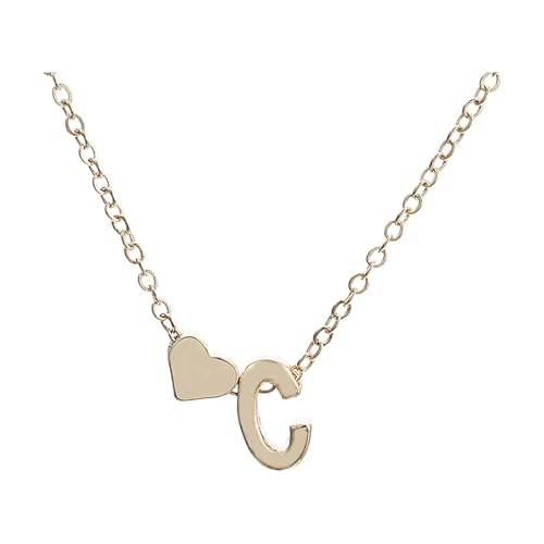 Halsketten Zierliche goldene Initialenketten für Frauen Goldketten für Frauen C Alphabet Initialenketten Teenager-Mädchen Schmuck von Fycakly