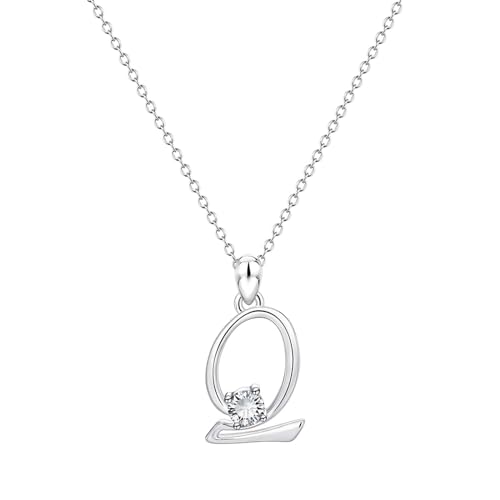 Kette Damen 26 Initialen-Alphabet-Form-Strass-Halsketten für Frauen Halsketten für Frauen AZ 26 Alphabet-Initialen-Silberhalsketten Mädchen von Fycakly