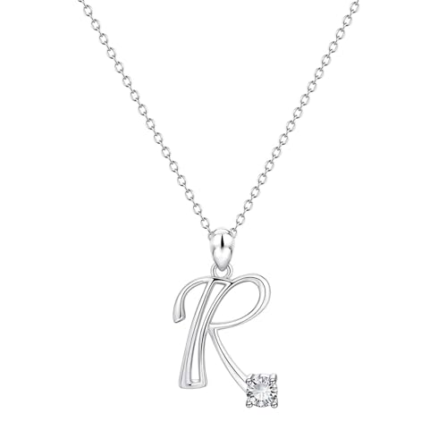 Kette Damen 26 Initialen-Alphabet-Form-Strass-Halsketten für Frauen Halsketten für Frauen AZ 26 Alphabet-Initialen-Silberhalsketten Mädchen von Fycakly