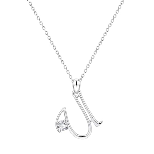 Kette Damen 26 Initialen-Alphabet-Form-Strass-Halsketten für Frauen Halsketten für Frauen AZ 26 Alphabet-Initialen-Silberhalsketten Mädchen von Fycakly