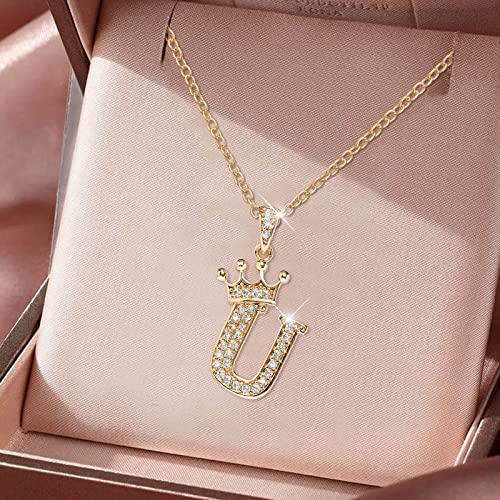 Kette Damen 26 englische Buchstaben voller -Anhänger-Halskette für Frauen Strass-Halsketten für Frauen AZ 26 Alphabet-Anfangshalsketten Teenager-Mädchen Schmuck von Fycakly