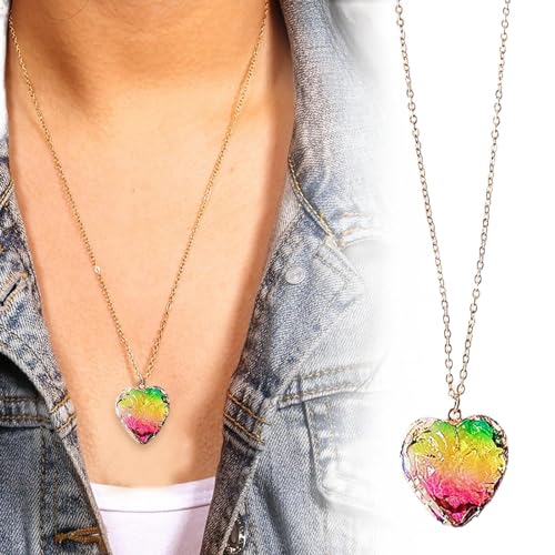 Kette Damen Vergoldet Wrap Mädchen Unregelmäßiger Heilstein Regenbogen 1PC Halskette Halskette Schmuck Geburtsstein Draht Natürlicher Anhänger Edelstein Felsen Gold Für Frauen von Fycakly