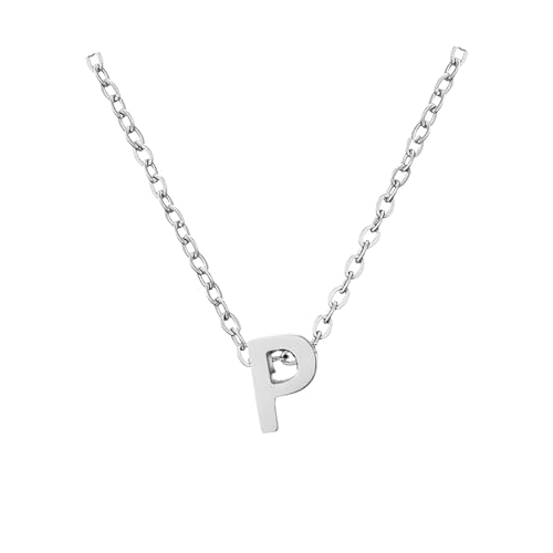 Kette Damen Zierliche silberne Initialenketten für Frauen Silberne Halsketten für Frauen AZ 26 Alphabet-Initialenketten Teenager-Mädchen Schmuck von Fycakly