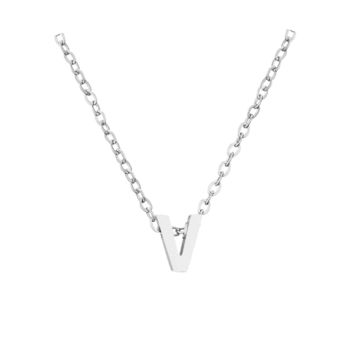 Kette Damen Zierliche silberne Initialenketten für Frauen Silberne Halsketten für Frauen AZ 26 Alphabet-Initialenketten Teenager-Mädchen Schmuck Kette Damen Zierliche silberne Initialenketten für Frauen Silberne Halsketten für Frauen AZ 26 Alphabet-Initialenketten Teenager-Mädchen Schmuck von Fycakly