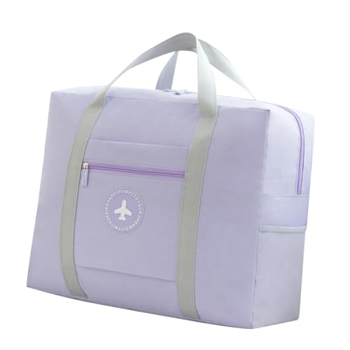 Reisetragetaschen für Frauen Faltbare Reisetasche Erweiterbare Taschen Reiserucksack Handgepäck Flugzugelassen Kleine Sporttasche Tragetasche mit Reißverschluss (Purple, One Size) von Fycakly