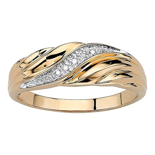 Ring Ehering Verstellbarer Ring Goldfarben Goldener Strassring Spiralmuster Für Frauen Mädchen Größe 6 12 Silber Damen (Gold, 8) von Fycakly