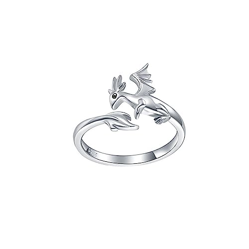 Ring für Frauen Drachenring für Damen Mädchen, Tierschmuck, verstellbarer offener Ring, Dinosaurier-Daumenring, Persönlichkeit von Fycakly
