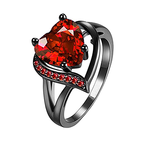 Ringe für Damen Silber Heart Lab erstellt Splitter Retro Ring Größen 6 7 8 9 10 von Fycakly