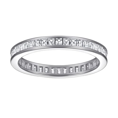 Ringe für Damen Silberner quadratischer Diamantring Strassring Verlobungsring Voller Strassring für Frauen Größe 6 10 von Fycakly