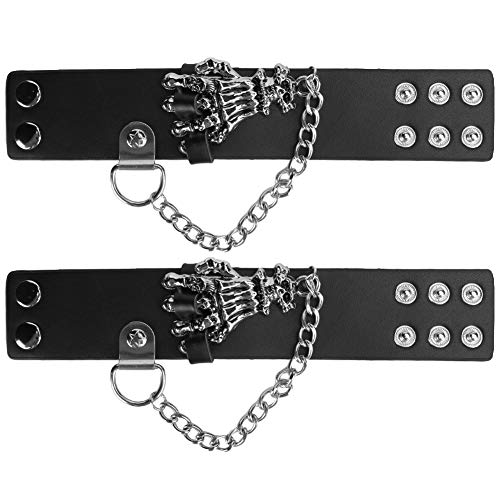 2 Stück Niet Armband Manschette Armreif Metall besetzt Halloween Armband für Frauen Männer von Fydun