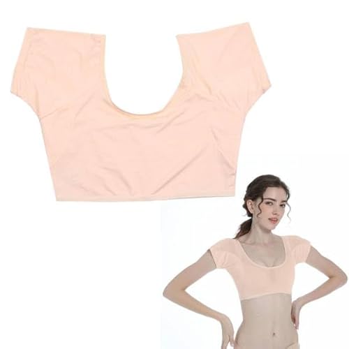 Atmungsaktive Unterarm Schweißweste, Schweißpads Achsel Weste, Unterarm Schweißweste kurzärmelig schweißabsorbierend Pullover Design waschbar Achselschweißweste für Damen und Mädchen(L Haut) von Fyearfly