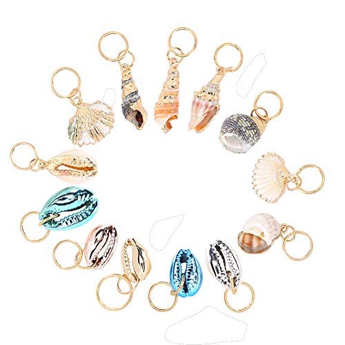 Fyearfly 13 Stück Muscheln Haarschmuck Gold,Dreadlocks Schmuck Haarspange,DIY Clips für Draids Zubehör,Damen Haar Accessoire Dekorative Haarspangen Charme von Fyearfly