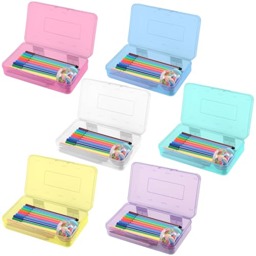 Fyeme 6 Stück Stiftebox Kunststoff Transparent mit Druckknöpfe Deckel Großes Fassungsvermögen Büro Arbeitszimmer Zubehör für Schule Reisen Zuhause von Fyeme