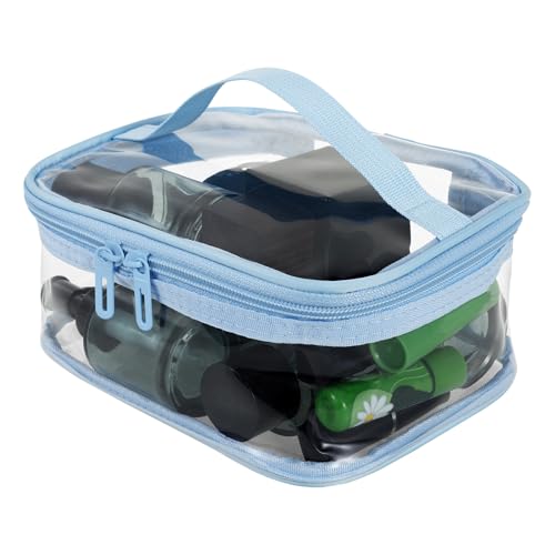 Kosmetiktasche Durchsichtig Wasserdicht mit Reißverschluss Handhaben Tragbar Unterwegs für Lippenstift Rouge Make-Up-Pinsel Lidschatten Verschiedene Kleinteile (Blau) von Fyeme