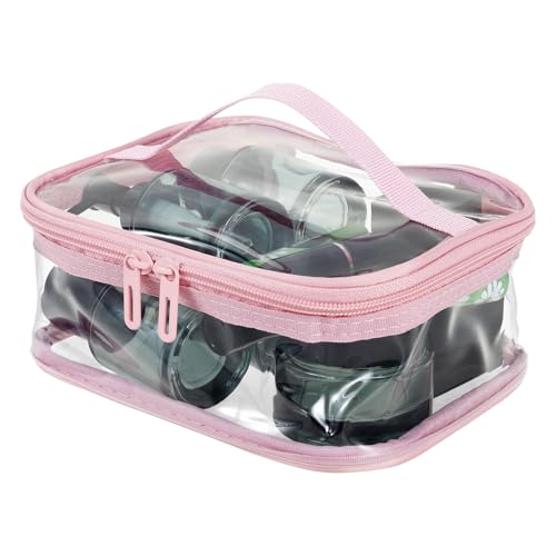 Kosmetiktasche Durchsichtig Wasserdicht mit Reißverschluss Handhaben Tragbar Unterwegs für Lippenstift Rouge Make-Up-Pinsel Lidschatten Verschiedene Kleinteile (Rosa) von Fyeme