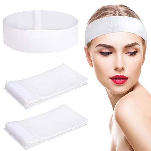 30 Stück Kosmetik Haarband Weiß, Stirnband mit Klettverschluss Make up Band Haare Elastische Haarschutzband für Damen Mädchen Gesichtsreinigung Schminke(Verstellbare Länge: 46-70 cm) von Fyguard