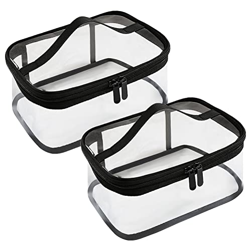 Fyihoxi 2 Stück Kulturbeutel Transparent,Wasserdicht PVC Kosmetiktasche,Make up Tasche,Kosmetiktasche transparent,Kosmetiktasche Damen,Kosmetiktasche Durchsichtig,für Männer, Frauen,Kinder,Familie von Fyihoxi