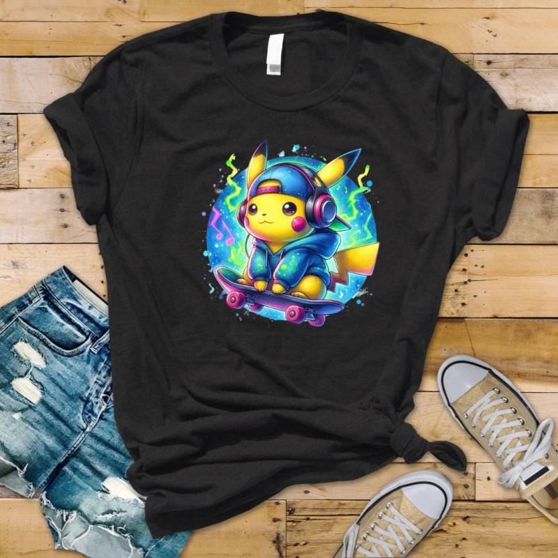 Bügelbild Pikachu Musik Skater von FylousStyle