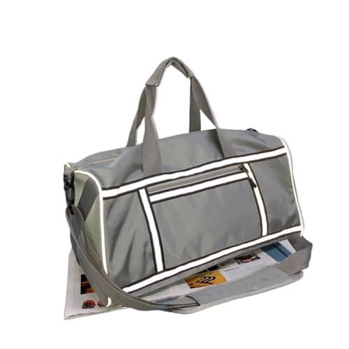 Sporttasche mit Nassfach Fitnessstudio Umhängetasche mit reflektierender Streifenverpackung Organizer wasserdichte Nylon Sport Travel Duffelüten(Deep Gray) von Fymlok