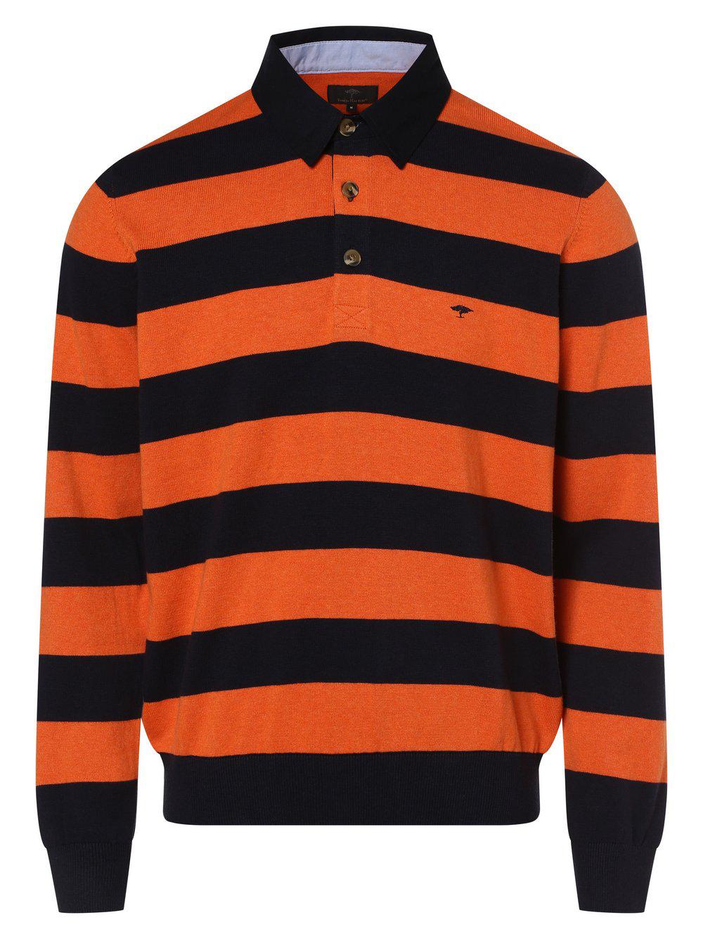 Fynch-Hatton Pullover Herren Baumwolle Kent gestreift, orange von Fynch-Hatton