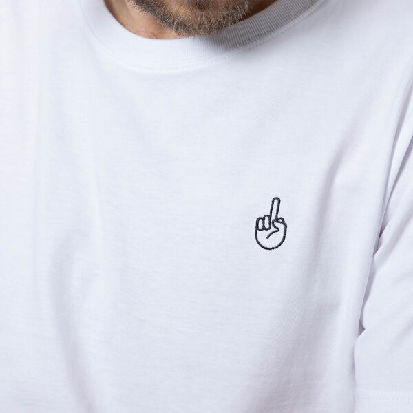 Fyngers Unisex T-Shirt aus Biobaumwolle - Modell F*CK YOU mit gestickter Veredelung von Fyngers
