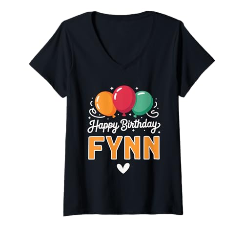 Damen Alles Gute zum Geburtstag Spruch Fynn T-Shirt mit V-Ausschnitt Damen Alles Gute zum Geburtstag Spruch Fynn T-Shirt mit V-Ausschnitt von Fynn Name Spruch für Geburtstag