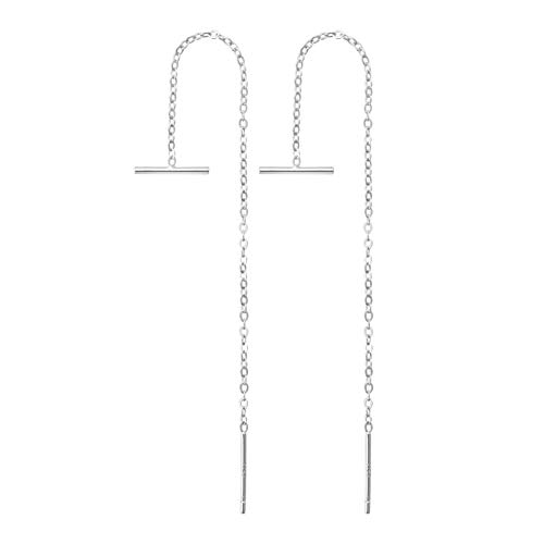 925 Sterling Stäbchen Durchzieher Ohrringe Lange Quaste Einfädler Ohrringe für Frauen Mädchen,Silber-b von Fyore