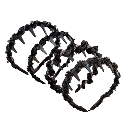 Fyrdyn Gewelltes Haarband - Klassische Haarspange Mit Ansatz Und Kunstperlen | Haarreifen Für Mädchen Damen Sommer Hochzeit Abendkleider Brautjungfern Tänzerinnen von Fyrdyn