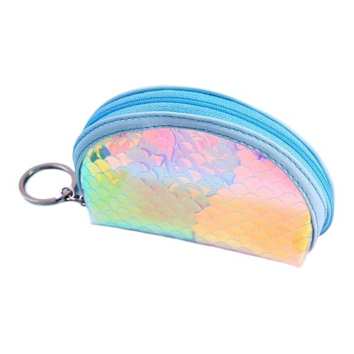 Fyrdyn Münzbeutel - Münztasche Mit Schlüsselanhänger | Kreditkartenhalter Reißverschluss Regenbogen Schuppen Design Für Outdoor Reise Urlaub Familie Frauen Mädchen von Fyrdyn