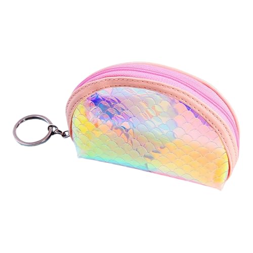 Fyrdyn Münztasche Für Damen | Mit Schlüsselanhänger Münzgeldbörse | Praktische Reißverschluss Aufbewahrungstasche In Regenbogen Schuppen Design Für Unterwegs von Fyrdyn