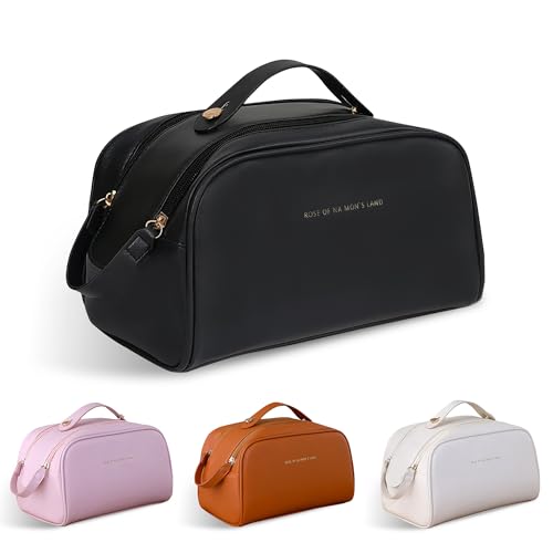 Fyriswho Kosmetiktasche Damen, Beauty Case, Groß Make Up Tasche Reise Kosmetikkoffer für Frauen Travel Makeup Bag Tragbare Kosmetiktasche mit Tragegriff (Schwarz) von Fyriswho