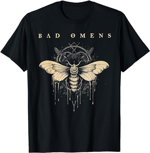 FysaH Bad Omens Motten-T-Shirt, Grafik-T-Shirt, für Damen und Herren, Unisex, Schwarz , L FysaH Bad Omens Motten-T-Shirt, Grafik-T-Shirt, für Damen und Herren, Unisex, Schwarz , L von FysaH