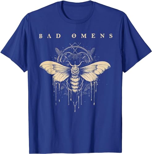 FysaH Bad Omens Motten-T-Shirt, Grafik-T-Shirt, für Damen und Herren, Unisex, blau, XL FysaH Bad Omens Motten-T-Shirt, Grafik-T-Shirt, für Damen und Herren, Unisex, blau, XL von FysaH