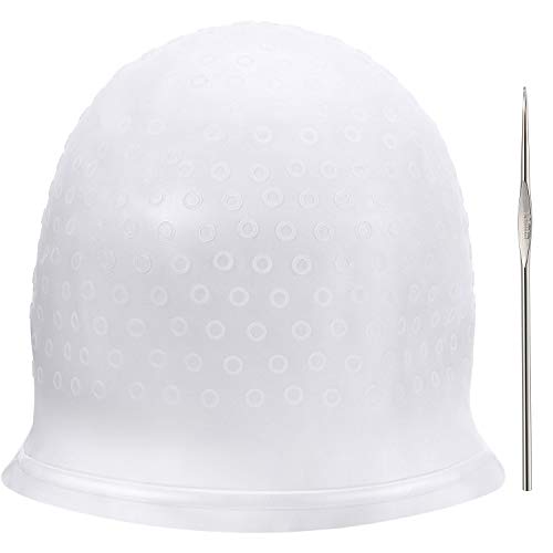 WILLBOND Strähnchenhaube Highlight Hair Cap Silikon Strähnenhaube Highlight Haar Kappe Strähnchenhaube Wiederverwendbar Salon Haar Farbstoff Kappe mit Haken für Frauen Mädchen Färben von Haaren von WILLBOND