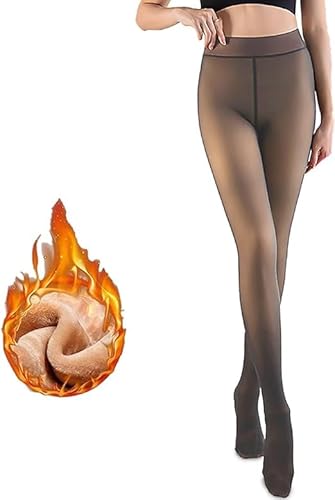 Fyuein Thermo Strumpfhosen Damen Winter Gefälschte Durchscheinend/Undurchscheinend Plüschstrümpfe Pantyhose Wärmende Fleece Upgrade Strumpfhose FüßIg Einheitsgrößen/Plus Größe von Fyuein