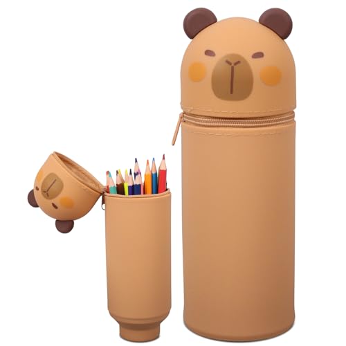 Fzyisw Kawaii Federmäppchen Silikon, 2 in 1 Cartoon Mäppchen, Schulmäppchen, Lustig Federmäppchen Reißverschluss, Stand Up Federmäppchen, Case Tischstifthalter für Schule Home Office Supplies von Fzyisw