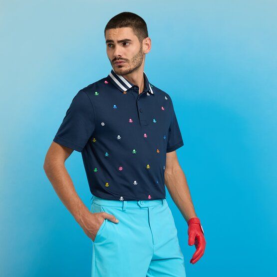 G/Fore EMBROIDERED TECH JERSEY Halbarm Polo navy von G/Fore